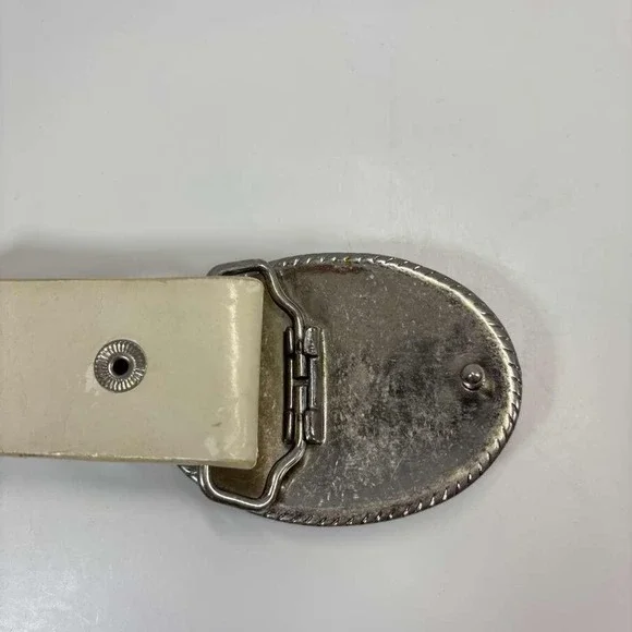 Vintage 80'S Custom Made Faux Mother Of Pearl /Seashell 36" Leather Belt /Buckle - Picture 4 of 7